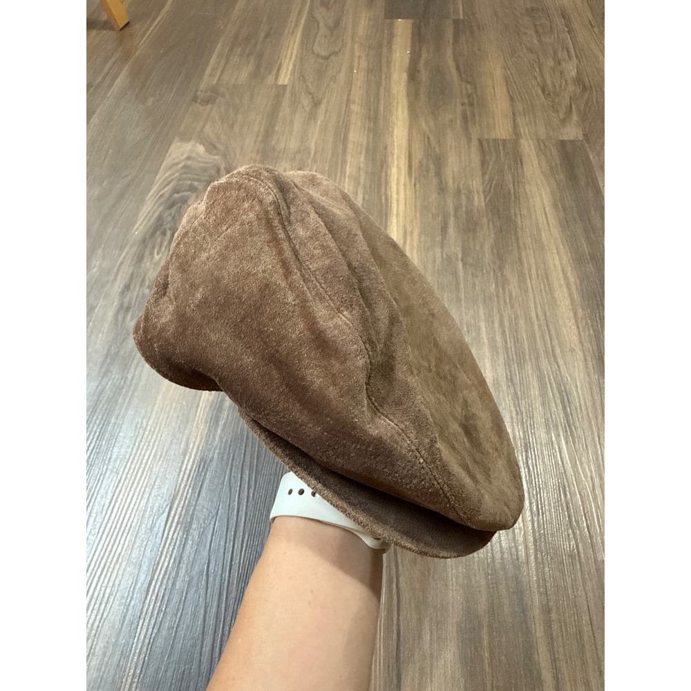 Country Gentleman Flat Cap Mens Size M Brown Genuine Leather Suede Ivy Hat